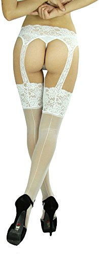 Image of ToBeInStyle Women's Attached Garter Belt Suspender Nylon Stocking Pantyhose