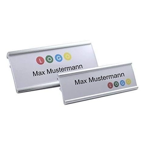 50 Stück Aluminium Namensschilder silberfarbig eloxiert aus Metall, Größe 65x22 mm oder 72x32 mm Cover