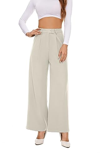 FUNYYZO 2025 Women Wide Leg Pants High Elastic Waisted in The Back Business Work Trousers Long Straight Suit Pants