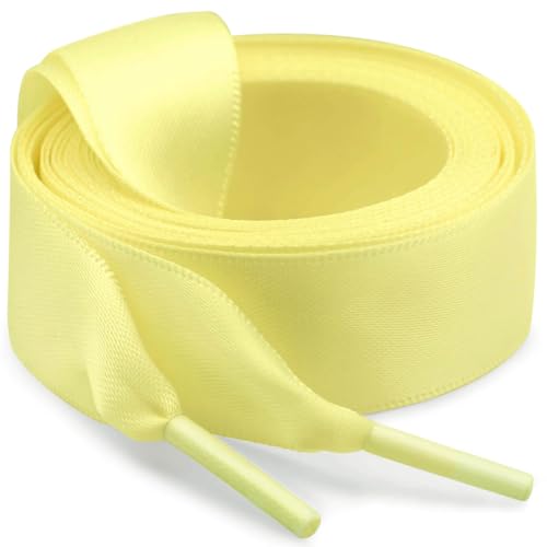 Image of Flat Satin Ribbon Shoelaces WEGOODZF 2cm Wide Shoestrings for Women Girls[2 Pair]