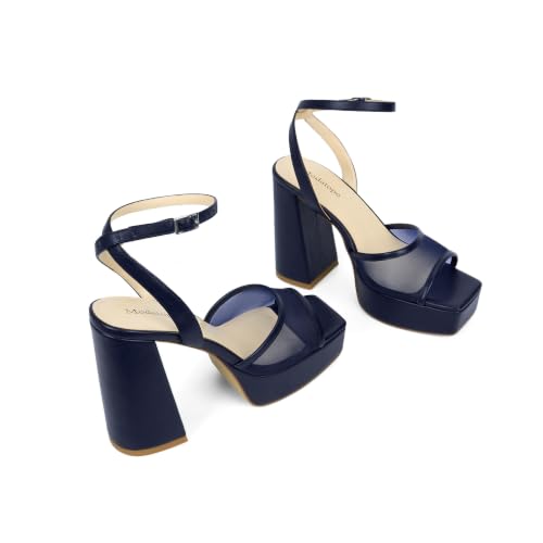 Image of Modatope Platform Heels for Women Chunky Heel Open Toe Ankle Strap Sandals
