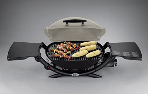 Plinski žar Weber Q2000, površina za žar 54 x 39 cm, prenosni žar za žar, 1 gorilnik, z zložljivimi stranskimi mizicami, 2-delna porcelanasto emajlirana lita rešetka za žar - titan (53060079)