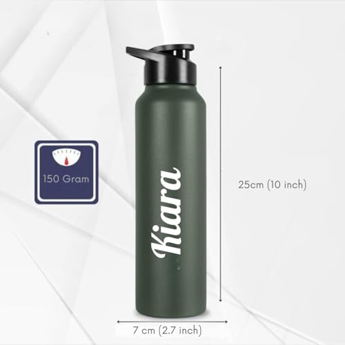 Image of CASPIAN / / / Hike Stainless Steel Customize Sipper Water Bottle Leak Proof Thunder for Fridge Home Office Travel School Kids Boys Girls Adults Sports Gym Yoga (M-Green 1 Litre, Set of 1)