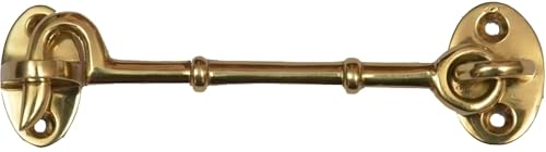 Image of A29 Cabin Hook, Iron Eye Latch, Cabin Door Gate Latches, Window Sash Catch Hook Lock, Polished Lacquered Finish