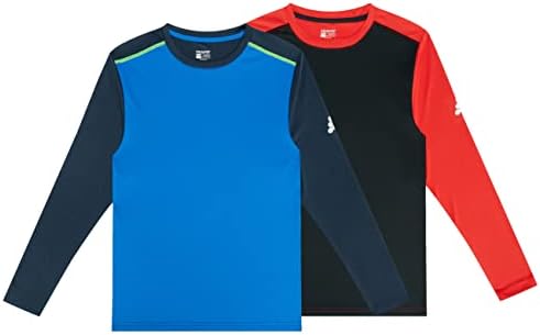 TEX2FIT 2-Pack Athletic Boys Long Sleeve Shirt with Quick Dry Fabric