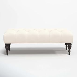 Homevibes Storage Zeno Ottoman with Hidden Compartment, Rectangular 2 Seater Ottoman, Living Room Furniture, Storage Ottomans for Office, Bedroom, Living Room (Ivory) (Ivory)