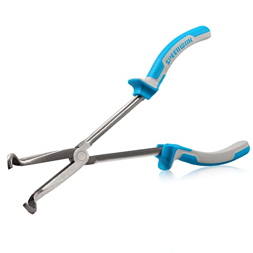 SPEEDWOX Long Reach Hose Grip Pliers 11 Inches Circle Plier Serrated Jaws Ring Nose Pliers for Mechanics Technicians Contractors High Leverage Professional Tool Non-Slip TPR Handle