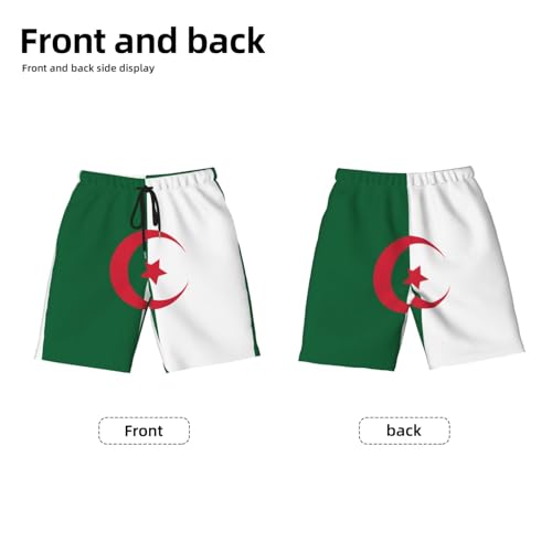 Flag of Algeria Youth Beach Pants, Soft and Breathable, with Drawstring Waist, Suitable for Sports and Leisure.2