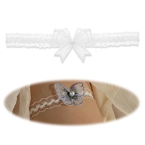ZHITENG 2 Stück Strumpfband Hochzeit Weiß, Strapsgürtel Braut Accessoires, Strumpfband Spitze und Filigranen Glitzer Steinen, Strumpfhalter für...