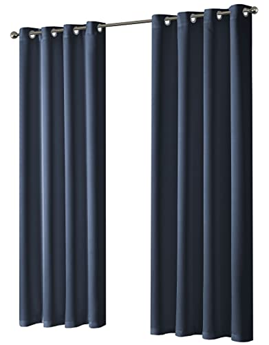Olivia Rocco Verdunkelungsvorhänge, pflegeleicht, ultraweich, mit Ösen, extra breite Fensterpaneele für Schlafzimmer, Wohnzimmer, Kinderzimmer (Marineblau, 139,7 cm (Breite) x 182,9 cm (Länge) Cover