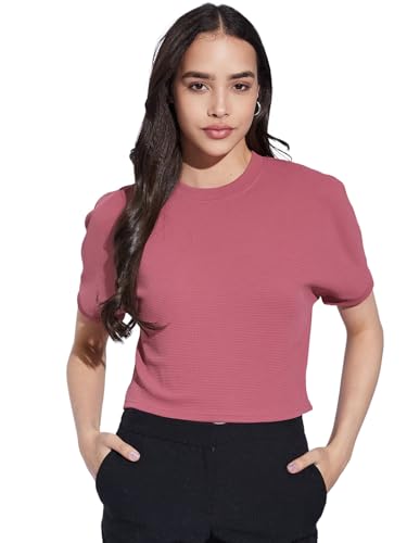 Image of Selvia Women's Textured Lycra Solid Top