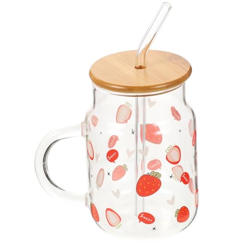 CIYODO 草莓牛?杯 多機能透明ガラスコップ ガラス製 高圧処理 厚口滑らか質感 家用ジュース ビール 冷飲対応 贈り物に