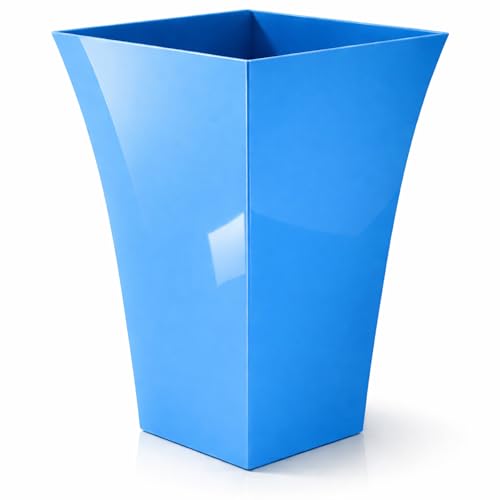 Image of CrazyGadget® Large Milano Tall Planter Square Plastic Garden Flower Plant Pot Gloss Finish - for Indoor and Ourdoor (Blue, 1)