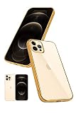 シズカウィル iPhone12 / iPhone12 Pro クリアケース ケース カバー サイドメッキ加工 クリア ケース ゴールド×クリア 1個入り