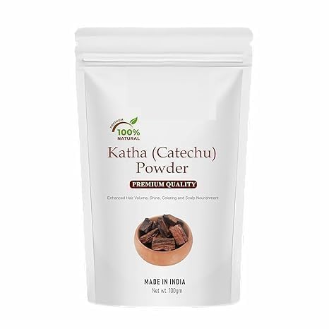 DS 100 Pure Natural Katha Powder for Hair Colour Fresh Catechu in Zipper Pouch 100gm
