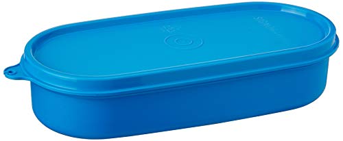 Image of Signora Ware 500Ml Flat Oval Plastic Container With Lid, Bpa Free Bowl, Food Grade Box, Spill Leak Proof Case, Microwave Safe, Freezer Compatible, Semi Transparent, Store And Stack (0.5Litres Blue)