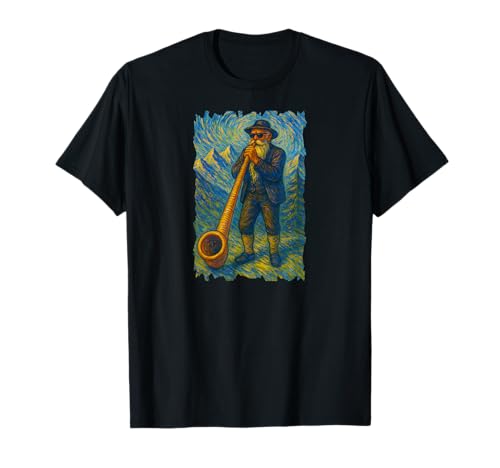 Vangogh Alphornspieler Alpenhorn Almhorn Bläser Alphorn T-Shirt