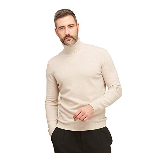 Maglia Dolcevita da Uomo in Cashmere Colore Beige Scuro
