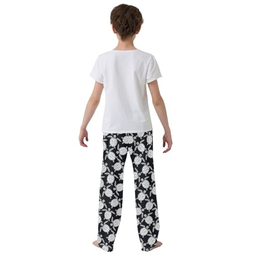 Turtle Print Boys Long Pants Soft Trousers Elastic Waist Kids Lounge Bottoms with Pockets S-XL3