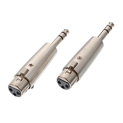 VANZACK Adaptador de Audio XLR Macho a TRS 6,35 Mm con 3 Contactos para Micrófono, Conector de Micrófono Profesional para Equipos de Audio, Mezcla y Grabación, Color Metálico, Pack de 2
