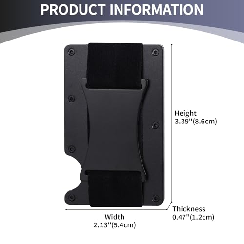 Cupimatch Men Ultra-Thin RFID Wallet: Blocking Aluminum Wallet for Men Slim Money Clip Card Holder with Elastic Band (Black)2