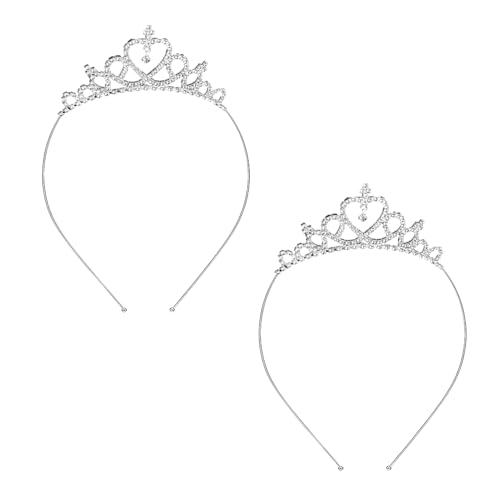 2 tiaras de coronas para mujer, coronas de princesa, tiaras para disfraz de niña, coronas de princesa en forma de corazón, accesorios para la cabeza, 11*3cm, Aleación, No.