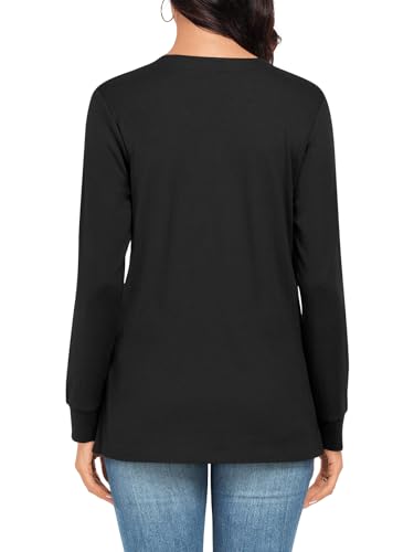 CATHY Womens Long Sleeve Shirts Dressy Casual Henley Tops Fall Fashion 2025 V Neck Button Up Blouses4