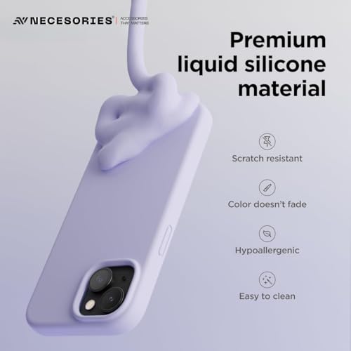 Image of Liquid Silicone Case Compatible for iPhone 15 Lavender | Slim Back Cover | Soft Touch Bumper | Shockproof Drop Protection | Microfiber Cloth Inside | Sleek Solid Design