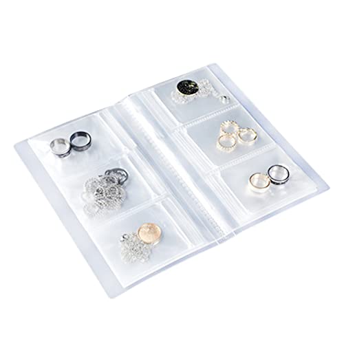YLSZHY Mini livre de rangement de bijoux transparent anti-oxydation en PVC pour boucles d'oreilles, bagues, colliers, bracelets (84 compartiments, 50 sacs) Cover