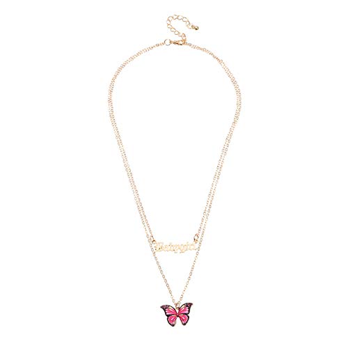 LONEA Butterfly Necklace - Personalized Initial Necklace, Layered Butterfly Choker Necklace, Cute Butterfly Necklaces Choker for Women Teen Girls Jewelry Pendant Butterfly Necklaces Sets (D)