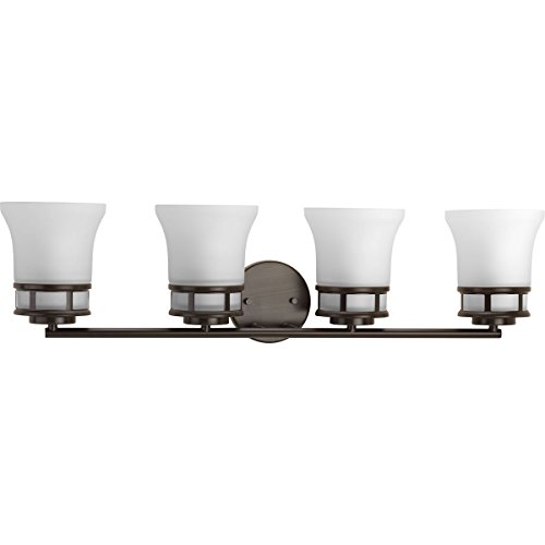 Cascadia Collection 4-Light Etched Glass Coastal Bath Vanity Light Antique Bronze