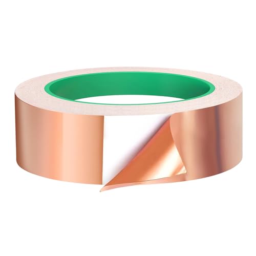 NEWJEK Kupferband Selbstklebend, 20m x 30mm Kupferfolie Selbstklebend, Beidseitig Leitende Copper Tape Gegen Schnecken, Kupfer Klebeband für EMI Abschirmung Schneckenschutz Elektro Reparatur