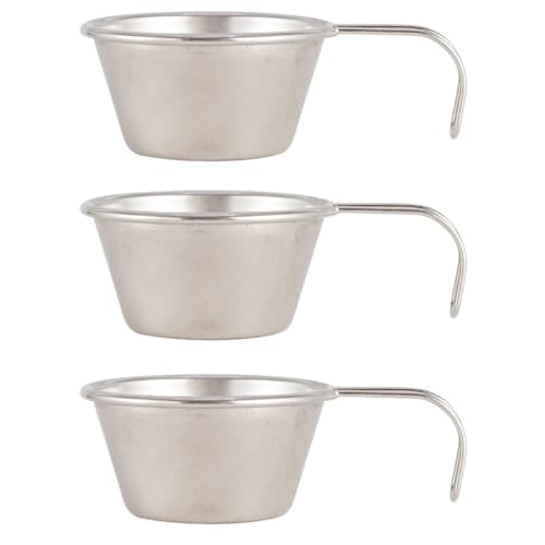 ULTECHNOVO Juego de 3 Tazas de Acero Inoxidable 50ml Mango Anticalor Portátil para Camping y Uso en Casa