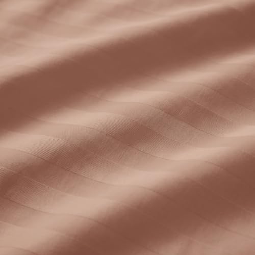 Image of Blue Dahlia 100% Cotton, Single Bedsheet (60 inch x 90 inch) +1 Pillow Cover, Silky Smooth Feel, 300TC Self Striped Premium Bedsheet, Colour: Peach