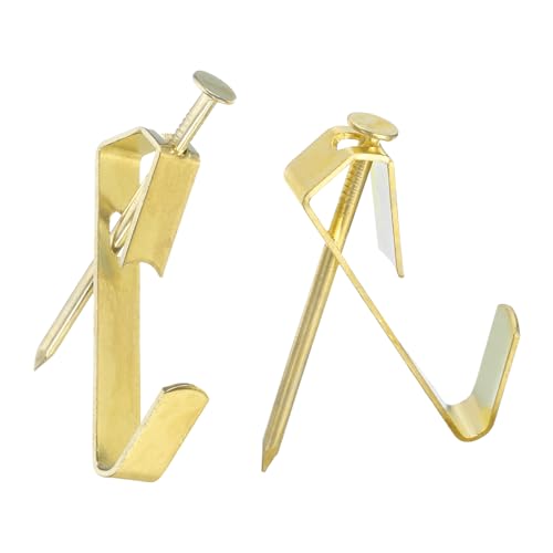 Image of uxcell Picture Hangers, 70Pcs 50lb - Metal Picture Hanging Kit with Nails, Picture Frame Hooks on Drywall Wooden Wall for Clock, House Decoration (Gold)