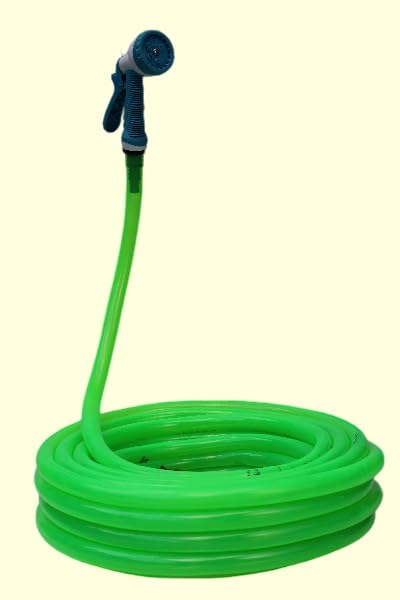 Heavy Duty PVC Garden Hose, 15 Metres Length, 20mm Inner Diameter, Flexible Water Pipe, Green