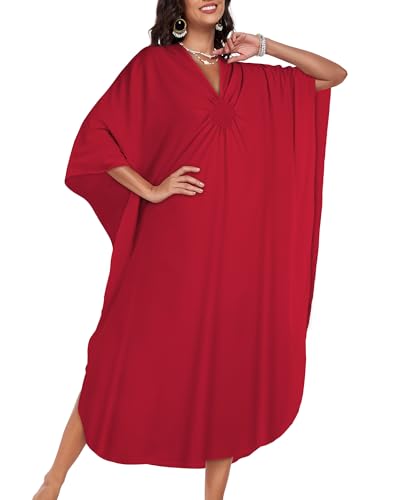 Image of Kaftan Dresses for Women V Neck Caftans Batwing Sleeve Beach Cover Ups
