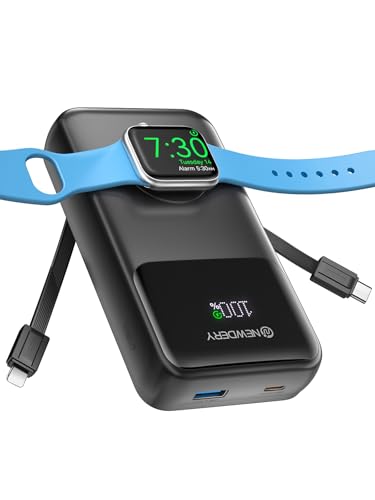 NEWDERY Power Bank iPhone, 20000mAh Wireless Caricatore Portatile Ricarica Rapida USB C Batteria Esterna con LED Display per Apple Watch/iPhone 16/15/14/13/12 (Nero)