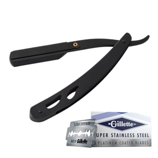 Navalha Navalhete Barbear C/ 2 Travas Preto + 5 Laminas Gillette