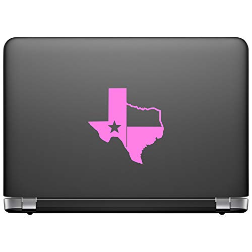 Image of TX Flag Shaped Like Texas [Pick Color] Vinyl Transfer Sticker for Laptop /Car /Truck /Window /Bumper (5 inch x 5 inch, Pink)