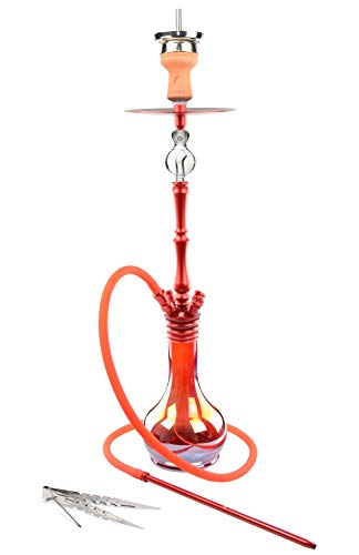 Mata Leon Zaragossa BM Shisha im Komplettset mit Molassefänger, Aluminium, Rot – Bild 3