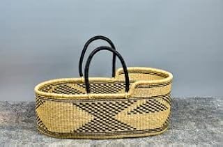 Baby Bassinet for Newborn/Baby Moses Basket with Foam Pad, Baby Bassinet Basket-Wicker Baby Bassinet-Bolga Woven Baby Bassinet