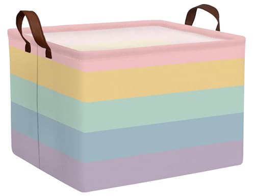 Image of Kids Boho Rainbow Baskets Foldable Girls Baby Toy Storage Bin Rectangular Nursery Box Room Decor(Rainbows)