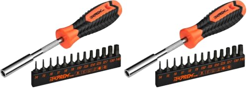 Image of Torx Bit Set with 1 /4 inch Magnetic Bit Driver,TEKPREM 12-Piece Security Torx Screwdriver Bit Set with 1 inch T5 T6 T7 T8 T9 T10 T15 T20 T25 T27 T30 T40 Tamper Resistant (Pack of 2)