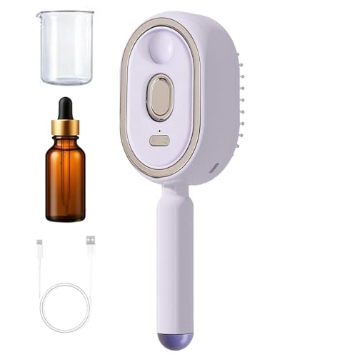 Steam Hair Straightener Brush | Rechargeable Detangling Comb with Oil Measuring Cup | Steam Comb | for Home Smoothing Curly Thick Straight Wavy Women Girls Travel Everyday
