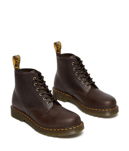 Dr. Martens Unisex 101 Crazy Horse Leather 6 Eye Boot, Dark Brown, 7 US Women