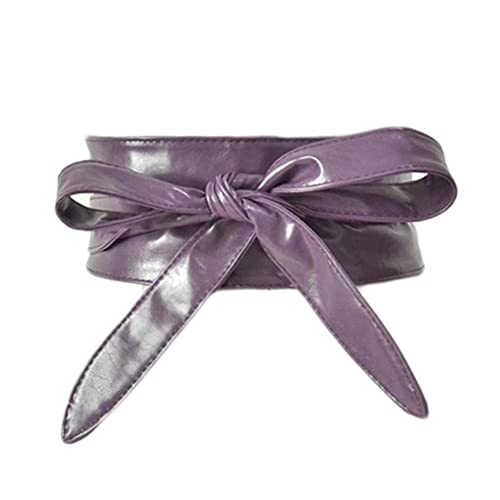 Women Faux Leather Obi Belt Self Tie Wide Wrap Around Bowknot Waistband Belt for Dress