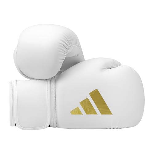 Adidas Guantoni da boxe Speed 50 per uomo, donna, bambino, per allenamento, palestra, 113,4 g, 170,1 g, 226,8 g, 283,5 g, 340,2 g, 396 g, 453,6 g, colore: bianco/oro