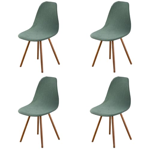 Highdi Fundas para Sillas de Comedor Elásticas, 4 Piezas Fundas Sillas Ajustables Verde Terciopelo Escandinavas Chair Cover Nordica Cocina Sala