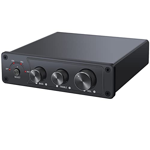 LiNKFOR Hi-Fi Amplificatore di Potenza Digitale Bassi e Alti Regolabile DAC Convertitore Audio Coassiale Ottico ad Analogico 192kHz 24bit Amplificatore di Potenza Passivo 2x50W